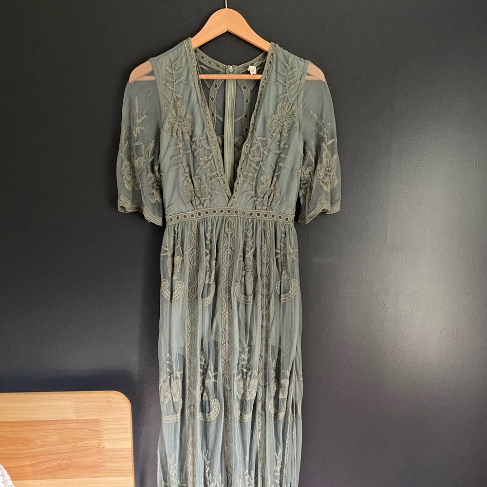 Green dress (with romper shorts underneath)